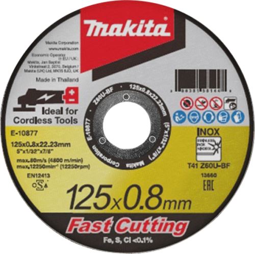 Tarcza tnąca MAKITA do stali nierdzewnej 125 x 0,8 x 22,23 mm E-10877