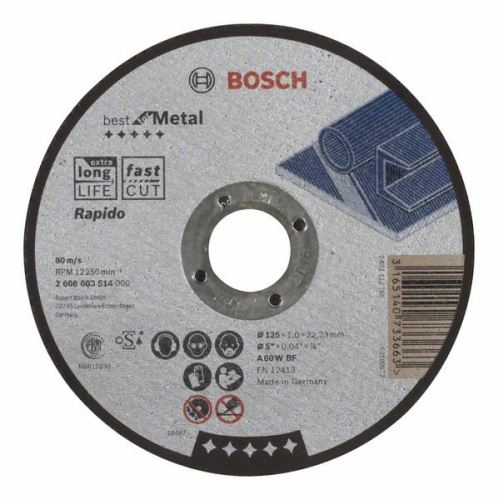 BOSCH Tarcza tnąca prosta Best for Metal - Rapido A 60 W BF, 125 mm, 1,0 mm 2608603514