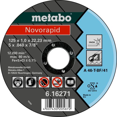 METABO Tarcza tnąca Novorapid Inox 125x1,0x22,23 616271000