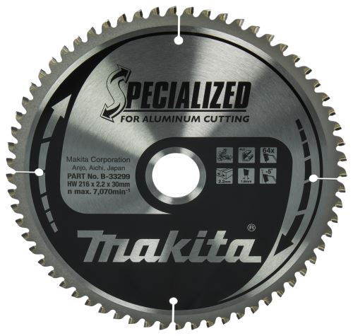 Brzeszczot MAKITA aluminium SPECIALIZED 216x2,2x30 mm 64 zęby B-33299