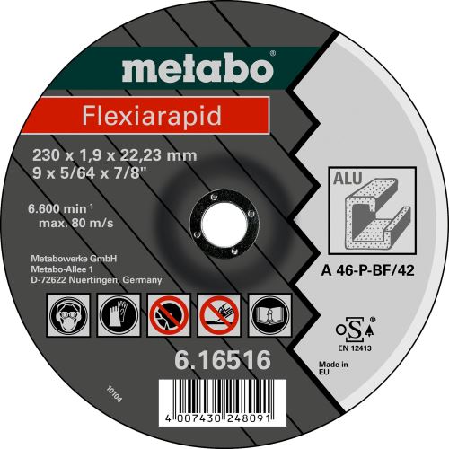 METABO Tarcza tnąca FLEXIARAPID 115x1,0x22,23 Alu 616512000