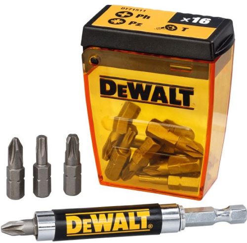 Zestaw bitów DeWALT (16 szt.), prowadnica magnetyczna DT71511