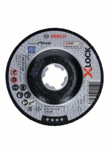 BOSCH X-LOCK Złamana tarcza tnąca Expert for Metal system 115×2,5×22,23 A 30 S BF, 115 mm, 2,5 mm 2608619256