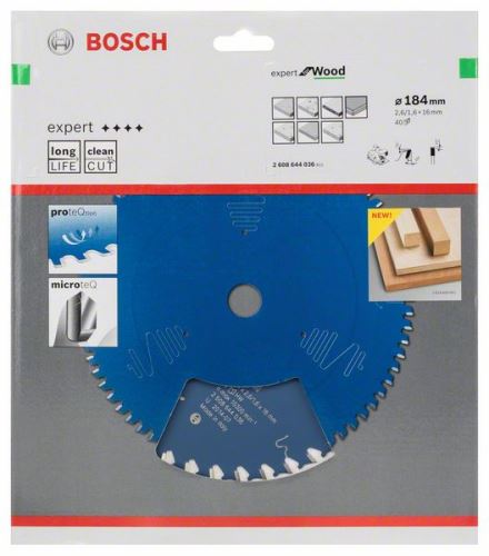 BOSCH Brzeszczot Expert for Wood 184 x 16 x 2,6 mm, 40 2608644036