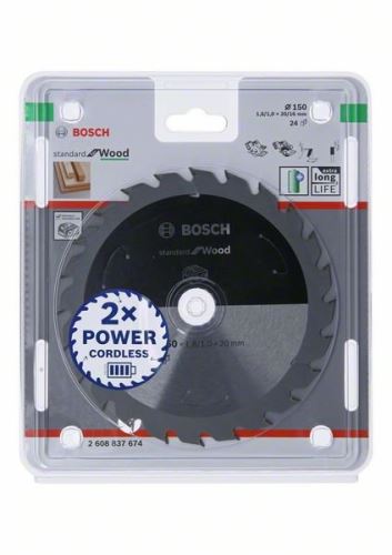 BOSCH Brzeszczot do pił akumulatorowych; Standard do drewna 150x20/16x1,6/1,0x24T 2608837674