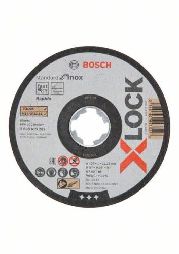 BOSCH X-LOCK Płaska tarcza tnąca Standard dla systemu Inox 125×1×22,23 mm 125 x 1 x 22,23 mm 2608619262