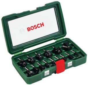 BOSCH 15-częściowy zestaw frezów węglikowych (Ř trzpienia 8 mm) 2607019469