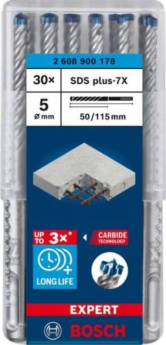 Wiertło BOSCH EXPERT SDS plus-7X, 5x50x115 30 szt. 2608900178