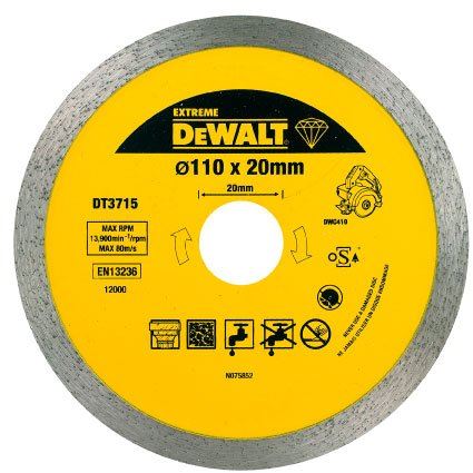 DeWALT Tarcza diamentowa do przecinarki do płytek 110 x 20 mm do cięcia marmuru, porcelany, granitu DT3715