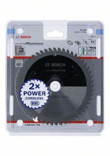 BOSCH Brzeszczot do pił akumulatorowych; Norma dla aluminium 150x20x1,8/1,3x52T 2608837756