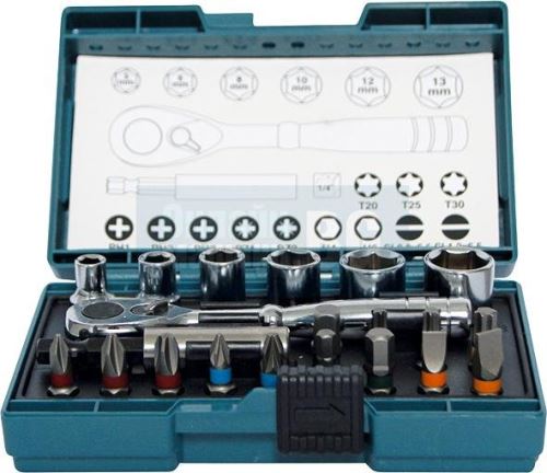 Zestaw bitów i nasadek sześciokątnych 1/4" MAKITA, 21 szt. B-54081