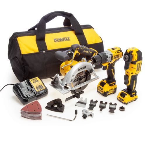 Zestaw 3-częściowy bezszczotkowy Dewalt XR 12 V (1 akumulator 2 Ah x 1 akumulator 5 Ah) w torbie transportowej DCK318P1D1