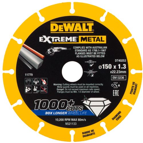 Tarcza diamentowa DeWALT EXTREME METAL 150 x 1,3 mm DT40253