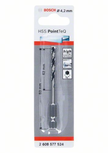 BOSCH Wiertło do metalu HSS PointTeQ HEX z chwytem 6-kątnym; 4,2 mm (5 szt.) 2608577524