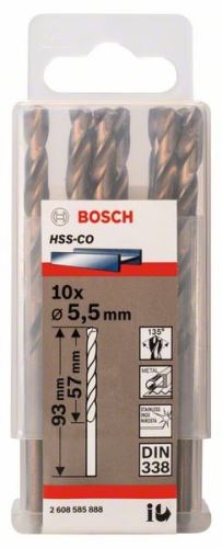 Wiertła do metalu BOSCH HSS-Co, DIN 338 5,5 x 57 x 93 mm (10 szt.) 2608585888