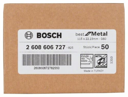 Ściernica fibrowa BOSCH R574, Best for Metal D = 115 mm; G = 60 2608606727