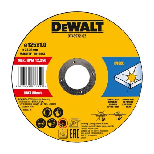 DeWALT Tarcza tnąca do metalu i stali nierdzewnej 125 x 1 mm (25 szt.) DT43972