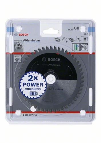 BOSCH Brzeszczot do pił akumulatorowych; Norma dla aluminium 140x20x1,6/1,1x50T 2608837755