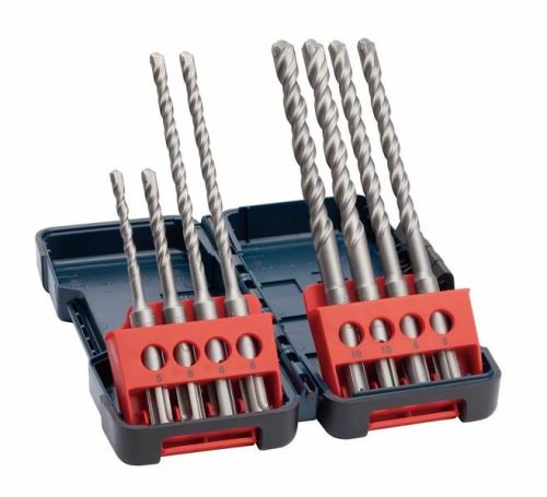 BOSCH 8-częściowy zestaw wiertarek udarowych SDS-Plus-3, twarde pudełko 5 x 110 (1x); 6x110 (1x); 6 x 160 (2x) mm; 8x160 (2x); 10x160 (2x) 2607019903