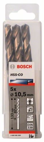 BOSCH Wiertła do metalu HSS-Co, DIN 338 10,5 x 87 x 133 mm (5 szt.) 2608585900