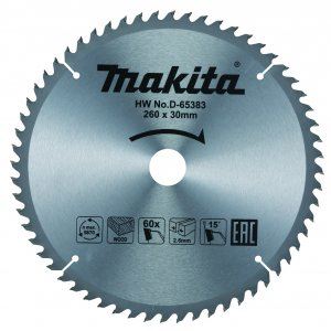 Brzeszczot do piły do drewna MAKITA TCT 260x2,6x30 mm 60 zębów D-65383