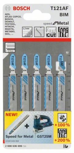 BOSCH Brzeszczot do piły szablastej T 121 AF Speed for Metal (5 szt.) 2608636699