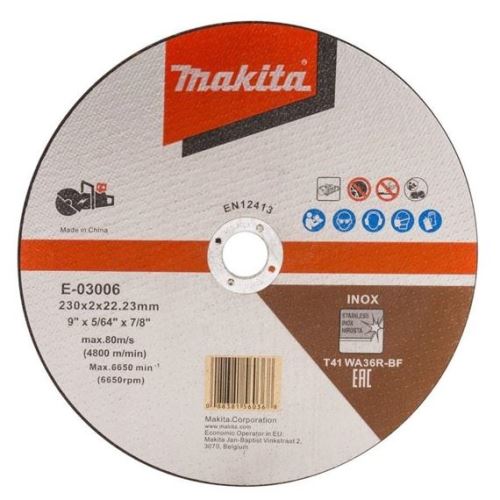 Tarcza tnąca MAKITA ze stali nierdzewnej 230x2,0x22,23 mm E-03006