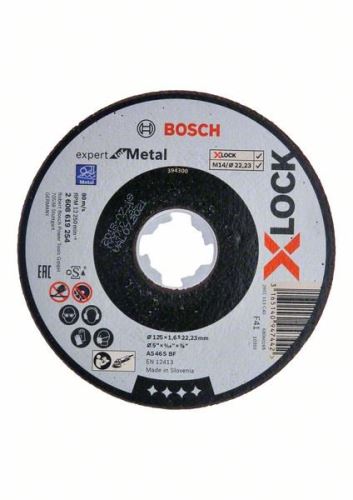 BOSCH X-LOCK Płaska tarcza tnąca Expert for Metal system 125×1,6×22,23 AS 46 S BF, 125 mm, 1,6 mm 2608619254