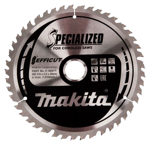 Brzeszczot do drewna MAKITA Efficut 216x2x30 mm 45 zębów E-06971