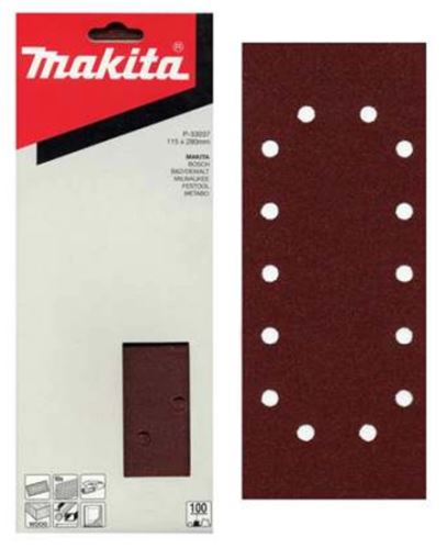 MAKITA papier ścierny 115x280 mm 14 otworów K80, 10 szt. P-33021