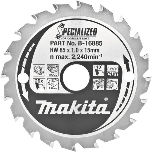 Brzeszczot do drewna MAKITA SPECIALIZED 85x1x15 mm 20 zębów do pił akumulatorowych B-16885