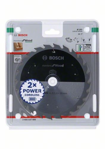 BOSCH Brzeszczot do pił akumulatorowych; Standard do drewna 165x20x1,5/1,0x24T 2608837685