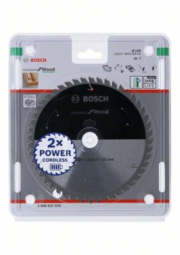 BOSCH Brzeszczot do pił akumulatorowych; Standard dla drewna 160x20/15,875x1,5/1,0x48T 2608837678