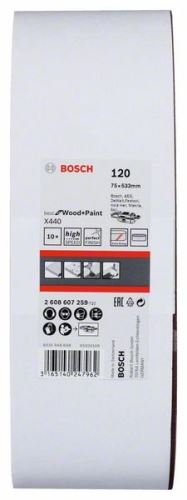 BOSCH 10-częściowy zestaw taśm szlifierskich X440 75 x 533 mm, 120 2608607259