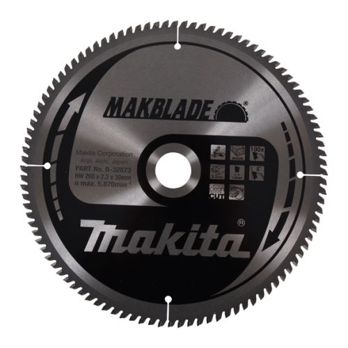 Brzeszczot do piły do drewna MAKITA MAKBLADE 260x2,3x30 mm 100 zębów B-32873