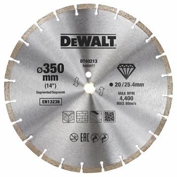 Diamentowa tarcza segmentowa DeWALT, do cięcia na sucho, 350 x 25,4 mm DT40213