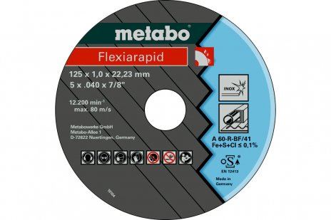 METABO Tarcza szlifierska Flexiarapid 105 x 1,6 x 16,0 INOX, TF 41 616180000