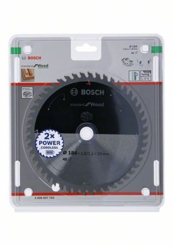 BOSCH Brzeszczot do pił akumulatorowych; Standard do drewna 184x20x1,6/1,1x48T 2608837703