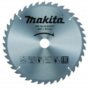 Brzeszczot do piły do drewna MAKITA TCT 260x2,6x30 mm 40 zębów D-65377