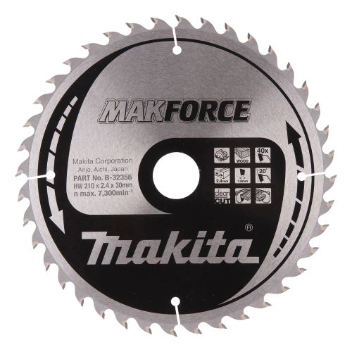 Brzeszczot do piły do drewna MAKITA MAKFORCE 210x2,4x30 mm 40 zębów B-32356