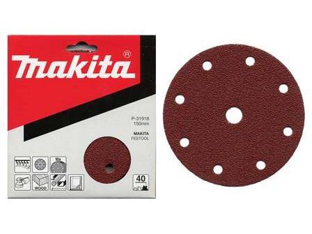 MAKITA papier ścierny na rzep 150 mm 9 otworów K100, 50 szt. P-32605