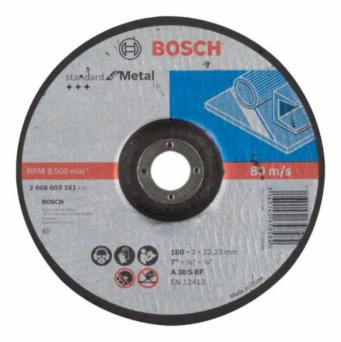 BOSCH Profilowana tarcza tnąca Standard for Metal A 30 S BF, 180 mm, 22,23 mm, 3,0 mm 2608603161