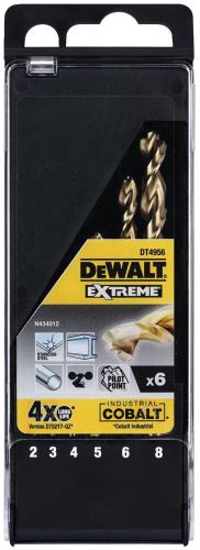 Zestaw wierteł do metalu DeWALT HSS-E COBALT w plastikowym pudełku / 2, 3, 4, 5, 6, 8 mm / (6 szt.) DT4956