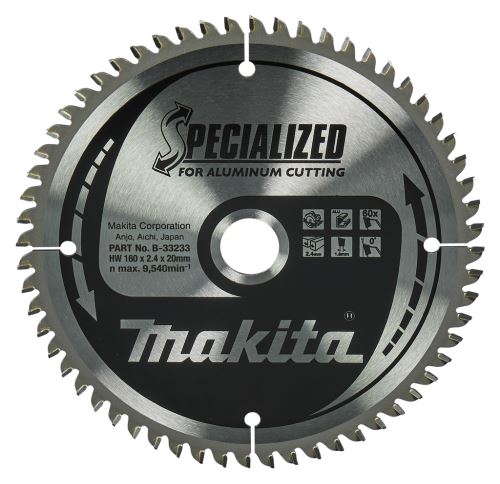 Brzeszczot MAKITA aluminium SPECIALIZED 160x2,4x20 mm 60 zębów B-33233