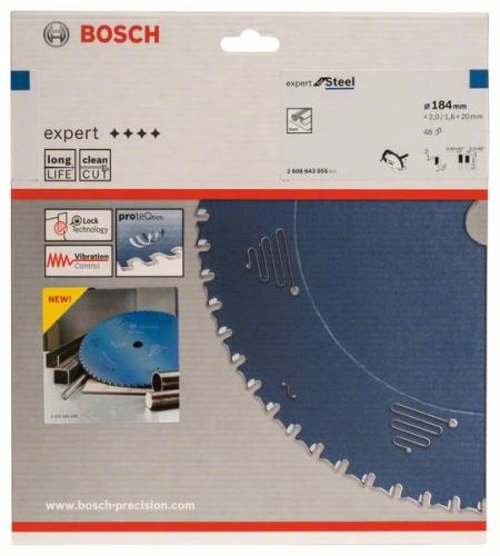 BOSCH Piła tarczowa Expert for Steel 184 x 20 x 2,0 mm, 48 2608643055