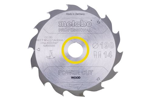 METABO Brzeszczot Power Cut Wood 190 x 30 mm, 14 zębów, 25° 628005000