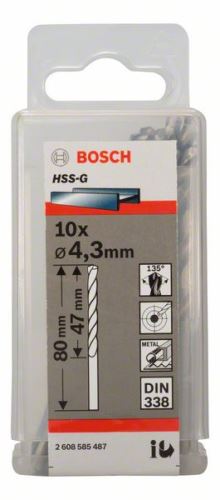 BOSCH Wiertła do metalu HSS-G, DIN 338 4,3 x 47 x 80 mm (10 szt.) 2608585487