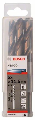 BOSCH Wiertła do metalu HSS-Co, DIN 338 11,5 x 94 x 142 mm (5 szt.) 2608585902