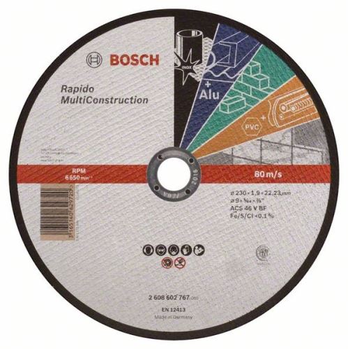 BOSCH Tarcza tnąca prosta Rapido Multi Construction ACS 46 V BF, 230 mm, 1,9 mm 2608602767