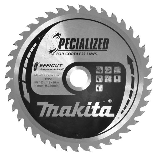 Brzeszczot MAKITA do drewna kompozytowego Efficut 165x1,5x20 mm 40 zębów E-12223